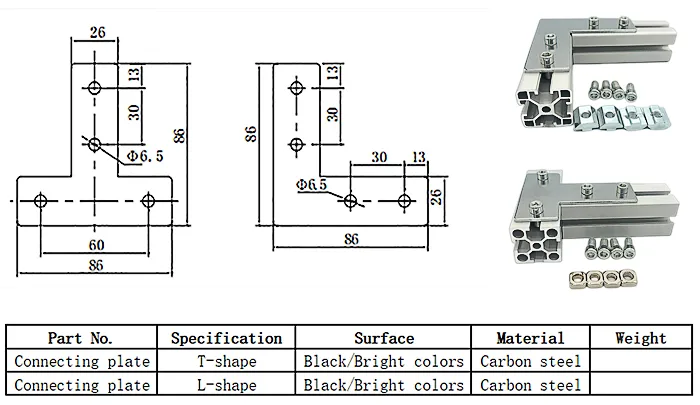 cross connector aluminum profile accessories flat connecting plates(Images1)