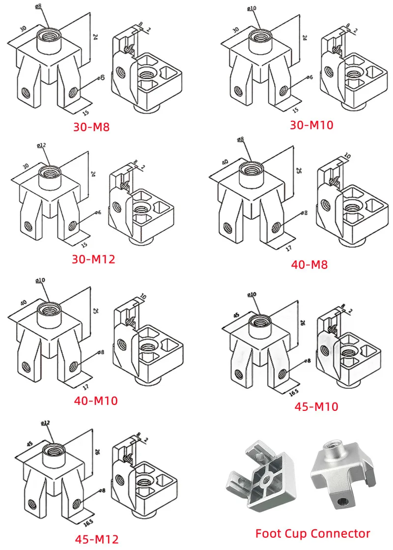 leveling feet Aluminum Profile Fixed Bracket Foot Connector(Images1)