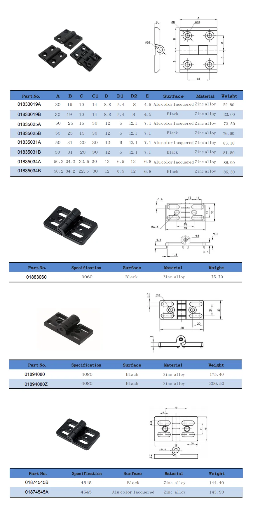 Aluminum Door hinge for 3030 4040 4545 Profile Aluminum(Images1)