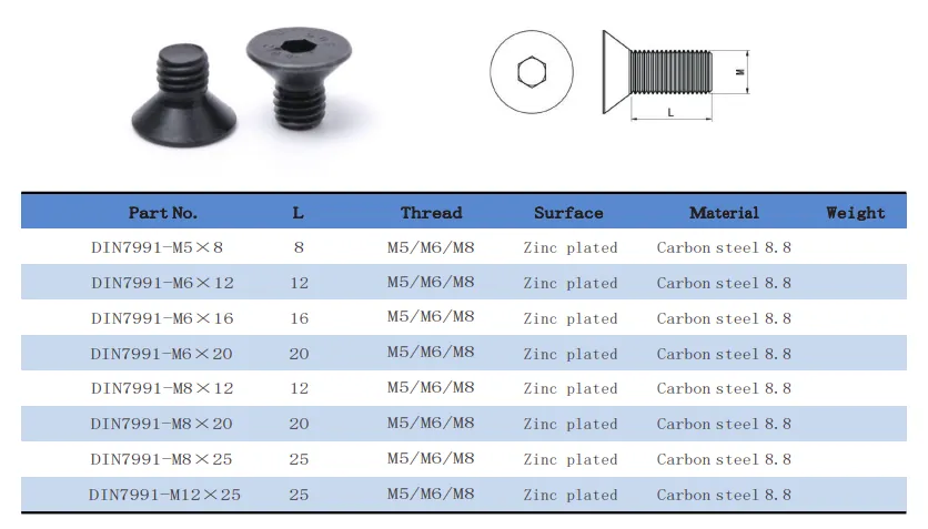 Aluminum profile accessories Screw Hex countersunk self-tapping Screw(Images1)