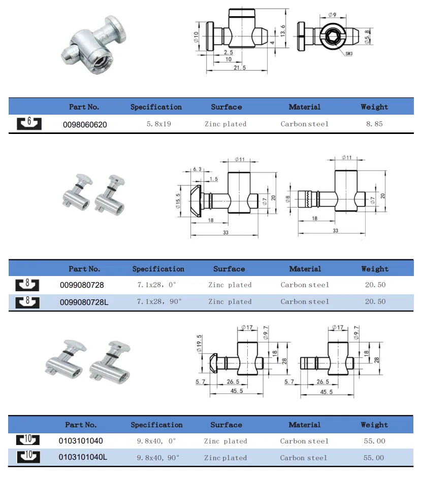 Carbon Steel Central Connector for Aluminium Extruded Tube 8 Slot Profile(Images1)