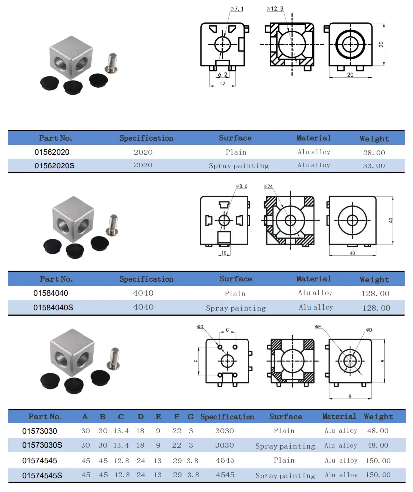 cubic corner connector 2-Way 3-way Connector For Aluminum Extrusion Profile(Images2)